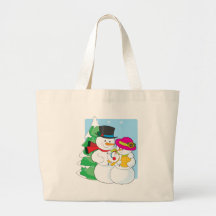 Schneemann-Familie Tragetasche