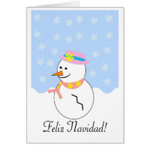 Schneemann Feliz Navidad spanische Weihnachtskarte