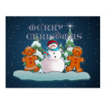 SCHNEEMANN-u. LEBKUCHEN-KINDER durch SHARON SHARPE Postkarte