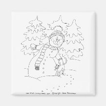 Schneemann und Katze Kühlschrankmagnet