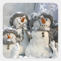 Schneemann-Weihnachten Quadrataufkleber