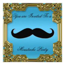 Schnurrbart-Geburtstags-Party Einladungs-Blau