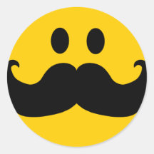 Schnurrbart-smiley (kundengerechte Hintergrundfarb Runde Aufkleber