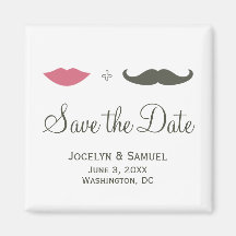 Schnurrbart und Lippen Save the Date Magnete