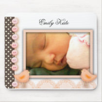 Schokolade und rosa Tupfenbabythema mauspads