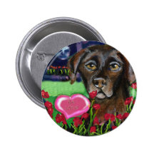 Schokoladen-Labrador "ist meiner" Herz Anstecknadelbutton