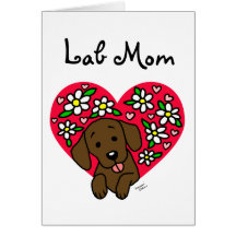 Schokoladen-Labrador-Mamma-Blumenherz Karten