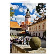 Schön gemalter Turm in Cesky Krumlov Stadt Grußkarten