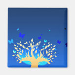 Schöne Schmetterlinge und gelber Baum Kühlschrankmagnete