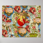 Schöne Vintage Valentine-Liebe-Engel-Collage Plakatdruck