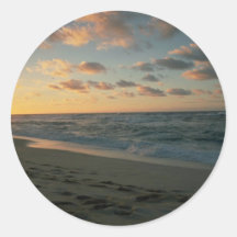 Schöner Sonnenuntergang: Sonnenuntergang-Strand, O Runde Sticker