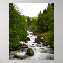 Schöner Wasserfall in Norwegen Plakatdruck