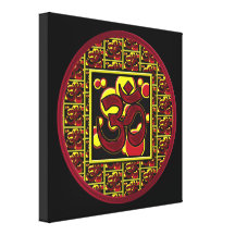 Schönes OM-Om-Symbol w/Circles und Quadrate Gespannter Galeriedruck
