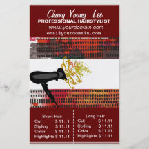 Schönheits-Salonhairstylist-Haar-Stylist-Preislist Flyerbedruckung