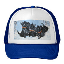 Schottische Terrier im Schnee! Baseball Mütze
