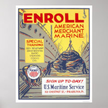 Schreiben Sie amerikanische Handelsmarine - WPA ei Plakatdruck