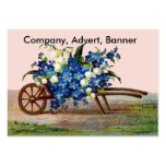 Schubkarre der blauen und weißen Blumen Visitenkarten