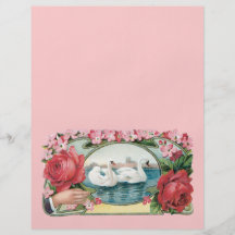 Schwan-und Rosen-Vintager Kunst-Flyer
