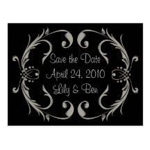 Schwarz-Save the Date Karte Postkarte