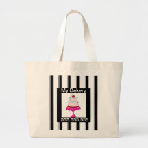 Schwarz, weiß und rosa, Bäckerei Leinentasche
