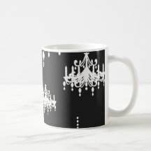 Schwarz-weißer Damast des eleganten Leuchters Kaffee Tassen