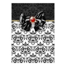 Schwarz-weißer roter Damast elegant Individuelle Ankündigungen
