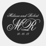 Schwarz-weißer Skript-Monogramm-Gastgeschenk Hochz