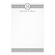 Schwarz-weißes Monogramm-Initialen-mit Blumenbrief Büropapiere