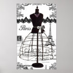 Schwarz-weißes Paris-Mode-Mannequin Plakate