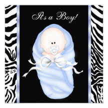 Schwarze blaue Zebra-Baby-Duschen-Einladungen