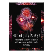 Schwarze Feuerwerke 4. von Juli-Party Einladung