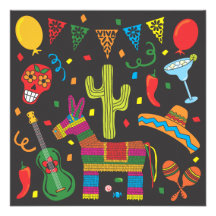 Schwarze Fiesta-Party Einladung Cinco Des Mayo