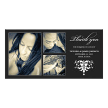 SCHWARZE FORMALE COLLAGE WEDDING %PIPE% DANKEN IHN FOTO GRUßKARTE