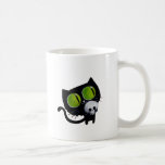 Schwarze Halloween-Katze mit dem Schädel Kaffee Tasse