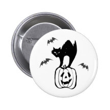 Schwarze Katze Jack-O Schläger Anstecknadel