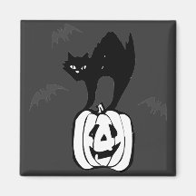 Schwarze Katze Jack-O Schläger Magnets