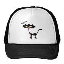 Schwarze Katzen-Cartoon Charactrer Retrokultmützen