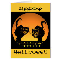 Schwarze Katzen-Halloween-Entwurf Grußkarte