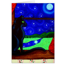 Schwarze Katzen-magische Nacht Grußkarte