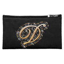Schwarze kosmetische Tasche mit Anfangsd