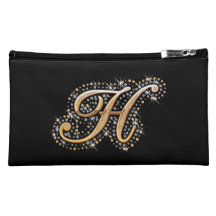 Schwarze kosmetische Tasche mit Anfangsh