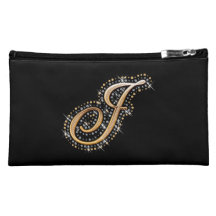 Schwarze kosmetische Tasche mit Anfangsj