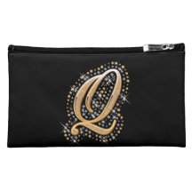 Schwarze kosmetische Tasche mit Anfangsq