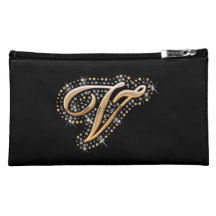 Schwarze kosmetische Tasche mit Anfangsv