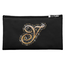 Schwarze kosmetische Tasche mit Anfangsy