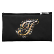 Schwarze kosmetische Tasche mit Initiale I