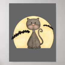 Schwarze Miezekatze mit Schlägern Plakat