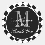 Schwarze Mod-Muster-Gastgeschenk Hochzeit danken I Runde Sticker