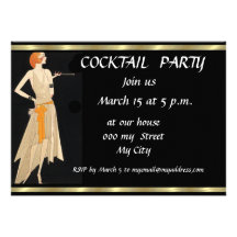 Schwarze Retro Cocktail-Party Einladung