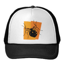Schwarze u. orange Spinne Retromützen